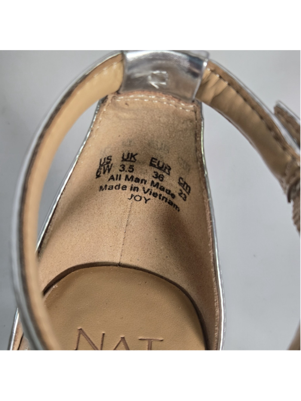 Naturalizer Joy Platform Sandals Silver Block Heel Comfort 6 Wide Wedding ($150) - Picture 3 of 11